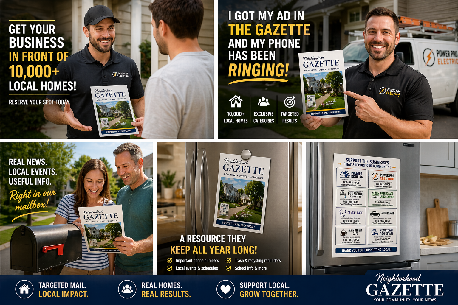 Family reading the Gazette at the kitchen table