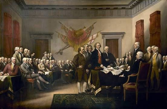 John Trumbull, Declaration of Independence, 1818 — the Committee of Five presenting the draft to Congress