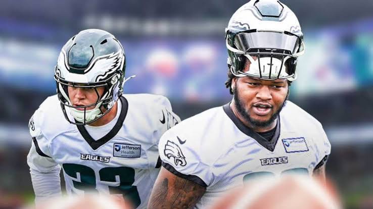 Eagles defenders work out at the Jefferson Health Training Complex ahead of the July 28 report date