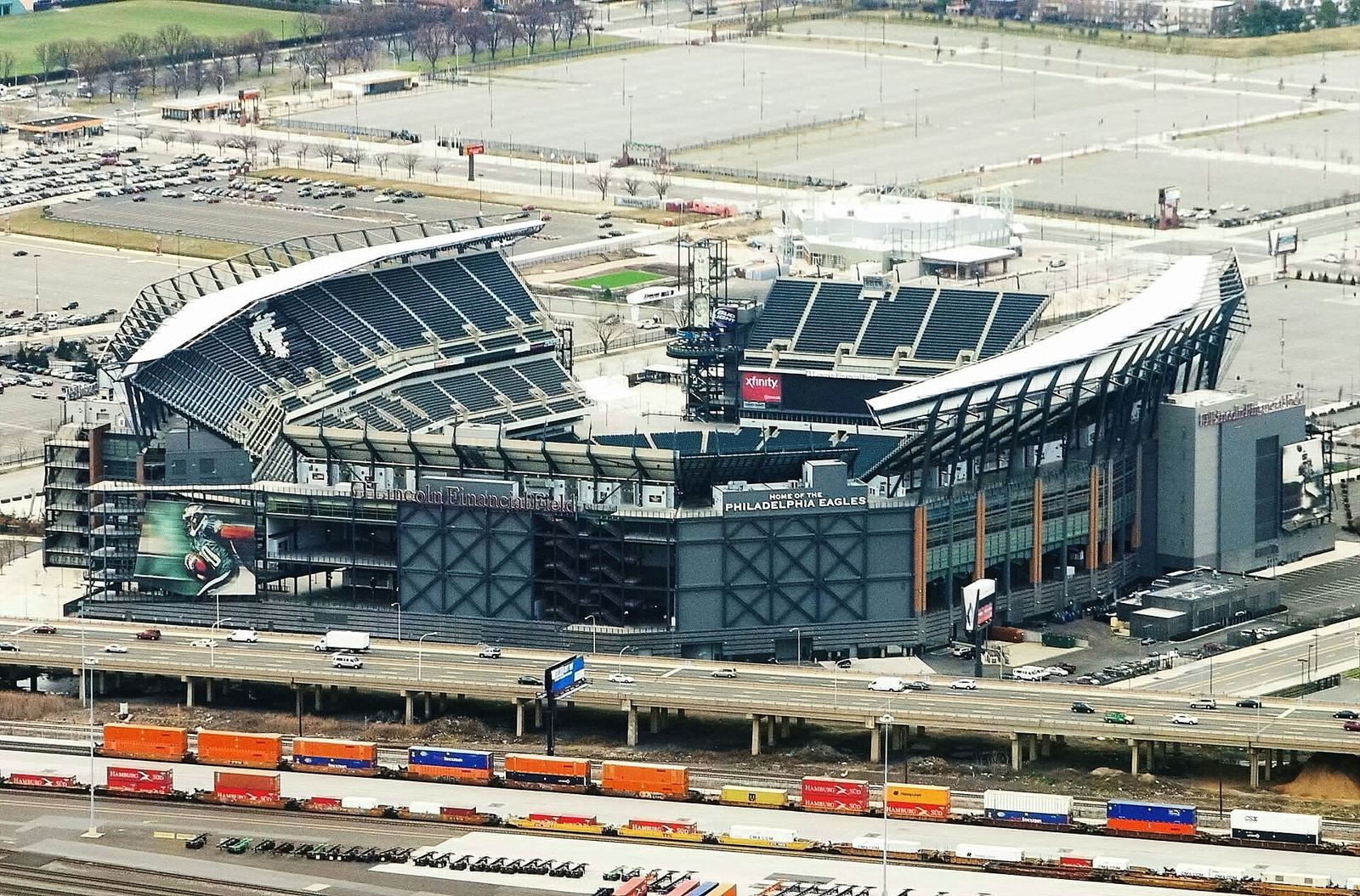 Aerial view of Lincoln Financial Field in South Philadelphia