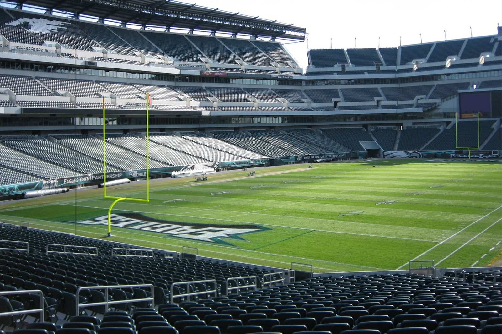 The empty field and lower bowl at Lincoln Financial Field in Philadelphia