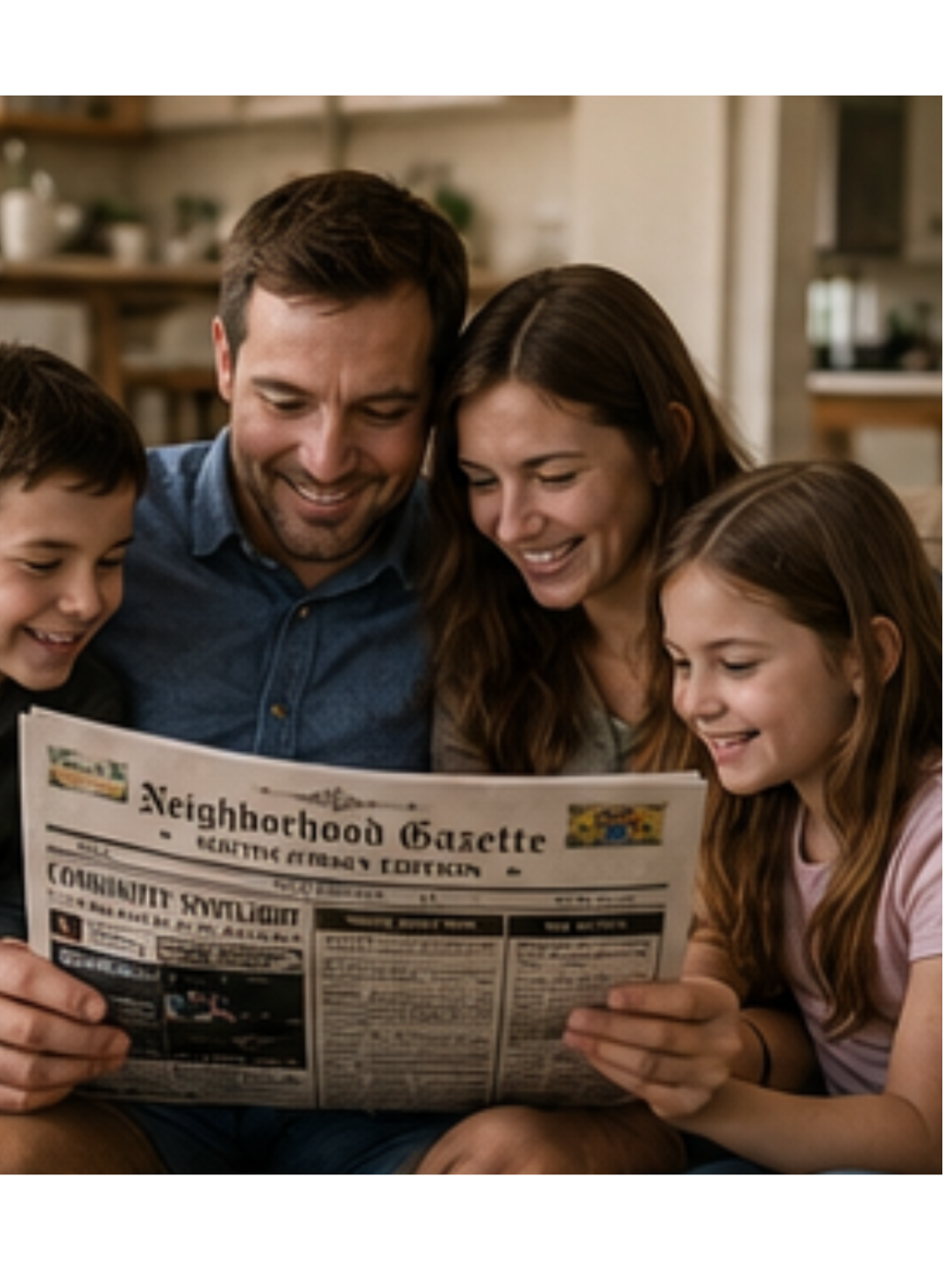 South Jersey family reading The Neighborhood Gazette