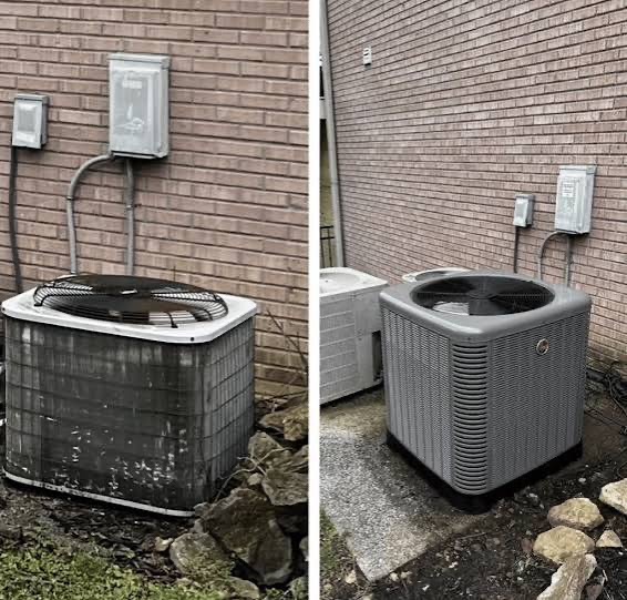 Before and after of a dirty vs clean AC condenser — the real-world difference HVAC maintenance makes