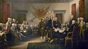 Historical depiction of the signing of the Declaration of Independence, Second Continental Congress, 1776