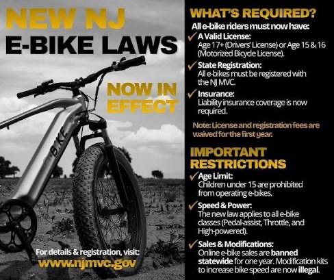 What is required under New Jersey's new e-bike law