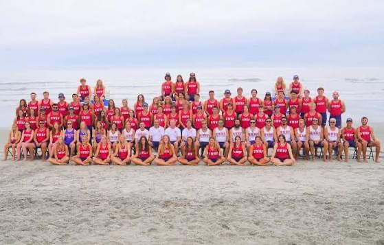 A South Jersey beach patrol gathered on the sand