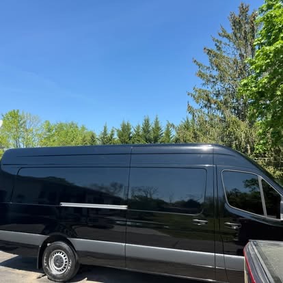 Gleaming black Mercedes Sprinter van after exterior detail — TCB Auto Detailing South Jersey
