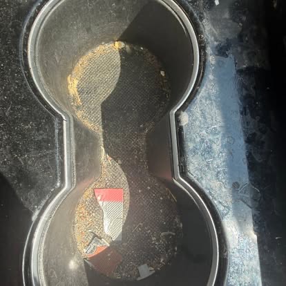 Filthy cup holder before detail — TCB Auto Detailing South Jersey